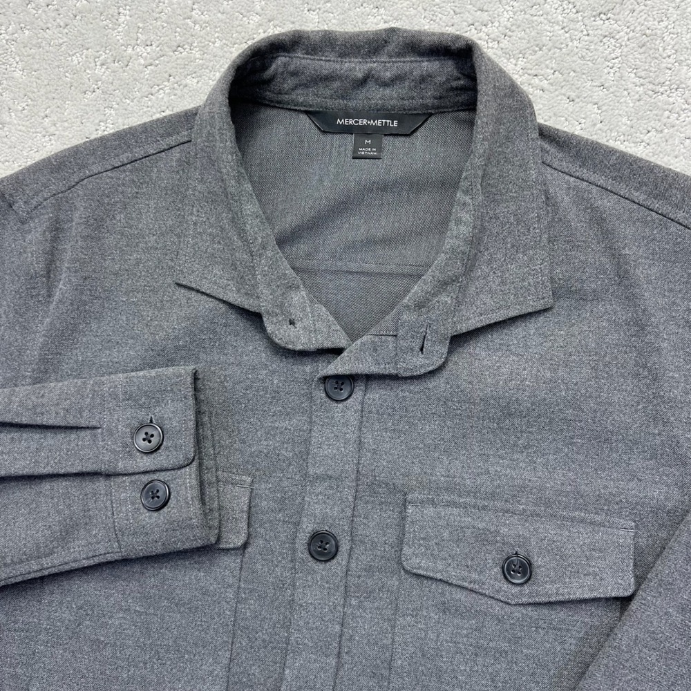 Mercer+Mettle Overshirt Mens Medium Grey Long Sleeve Twill Stretch Shirt Jacket